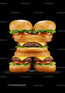 Creative Hamburger Stacks Forming Letter H on Black