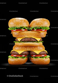 Creative Hamburger Stacks Forming Letter H on Black