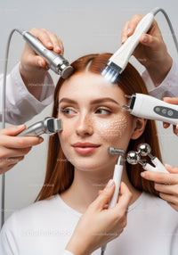Professional Facial Treatment with Skincare Devices in Modern Clinic
