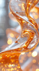 Elegant Amber Glass Swirl with Gold Reflections for Luxury Decor