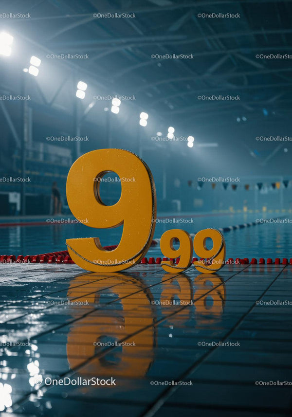 Żółte numery przy torze krytego basenu