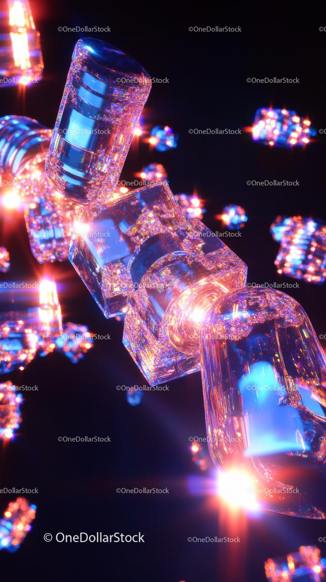 Futurystyczne szklane ampułki z żywym neonowym blaskiem dla nauki i technologii
