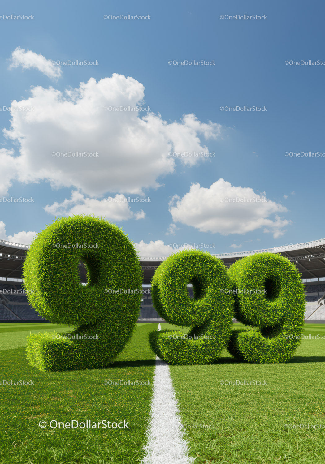 Green 999 Number Shapes on Sports Field Under Clear Sky