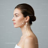 Elegant Woman with Clear Skin and Facial Contour in Profile