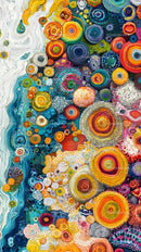 Vibrant Abstract Circular Mosaic Art with Psychedelic Patterns