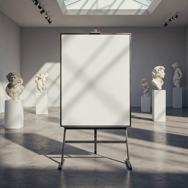 Blank Canvas in Contemporary Art Gallery Setting JPG Mockup Image