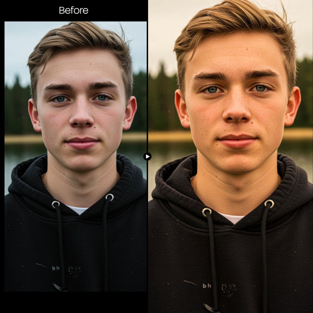 Before and after Sepia Lightroom preset edit