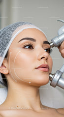 Woman Undergoing Professional Facial Skin Treatment with Medical Equipment