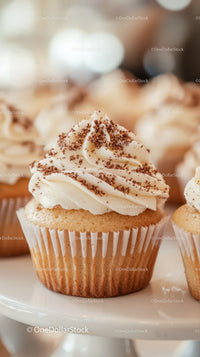 Vanilla Cupcake with Creamy Frosting and Chocolate Sprinkles