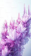 Abstract Artistic Pink and Purple Lotus Flowers in Watercolor Style