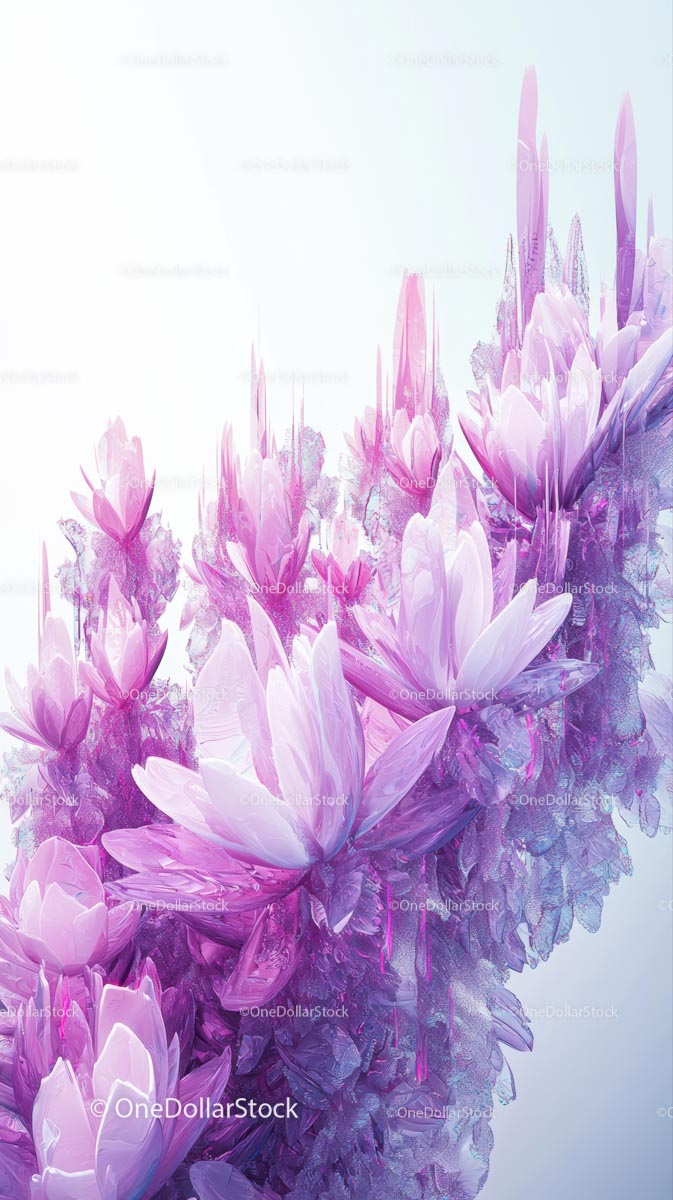 Abstract Artistic Pink and Purple Lotus Flowers in Watercolor Style