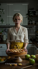 Woman Preparing Delicious Homemade Apple Pie in Kitchen
