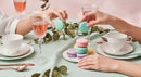 Elegant Tea Party with Colorful Macarons and Fine China