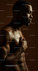 African Man with Artistic Body Painting and Strong Facial Features