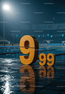 Large and Small Number Nine Markers by Swimming Pool