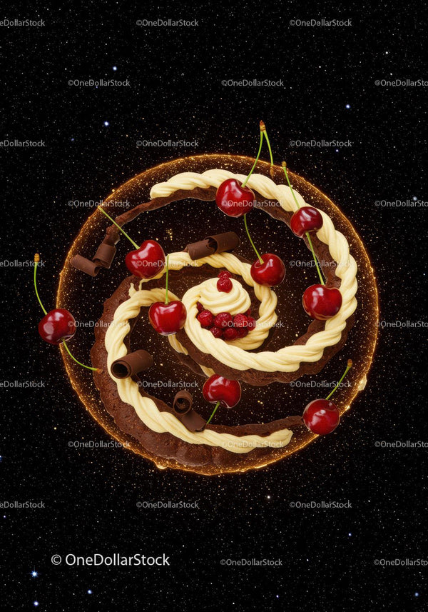 Spiralne ciasto czekoladowe z kremem i świeżymi wiśniami