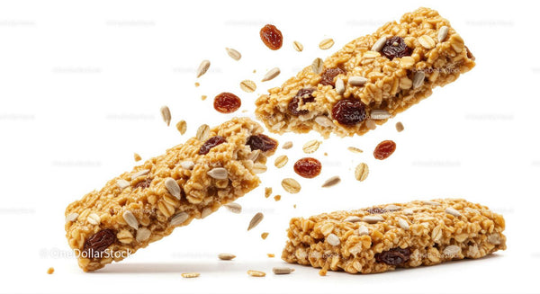 Zdrowe batoniki granola z rodzynkami i nasionami słonecznika