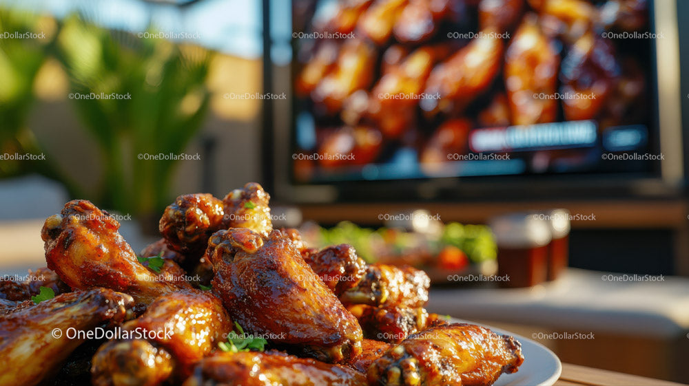Pyszne skrzydełka kurczaka z sosem barbecue na imprezę na świeżym powietrzu