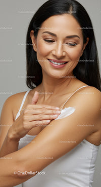 Woman Applying Sunscreen for Healthy Glowing Skin