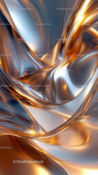 Abstract Gold and Silver Metallic Swirls with Luxurious Reflection