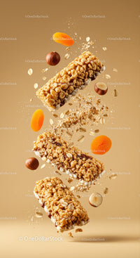 Crunchy granola bars with dried apricot and hazelnuts