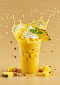 Refreshing Pineapple Smoothie with Whipped Cream Splash