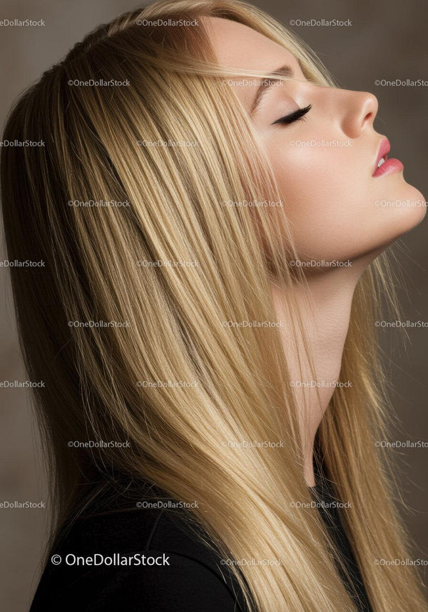 Profile of serene blonde woman with closed eyes