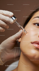Close-up of a Woman Receiving Skin Treatment with a Serum Dropper