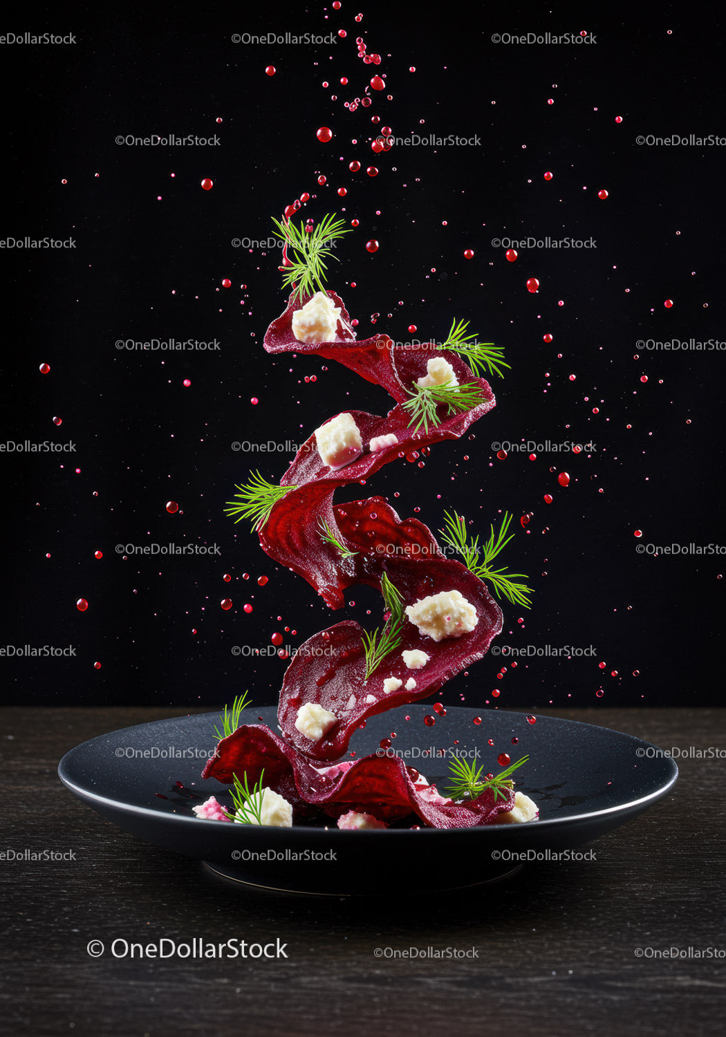 Creative Beet Chips with Cheese and Dill Garnish
