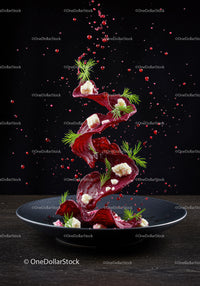 Creative Beet Chips with Cheese and Dill Garnish