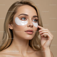 Young Woman with Eye Patches for Skincare and Relaxation