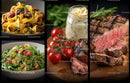 Juicy Grilled Steak with Fresh Vegetables and Pasta Delight