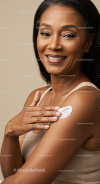 Beautiful Woman Applying Sunscreen for Healthy Glowing Skin