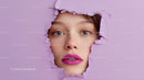 Close-Up Portrait of a Glamorous Model with Pink Lipstick