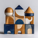 Set of Colorful Wooden Blocks and Shapes for Children's Play