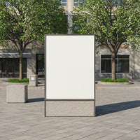 Empty Urban Billboard Surrounded by Trees and Concrete