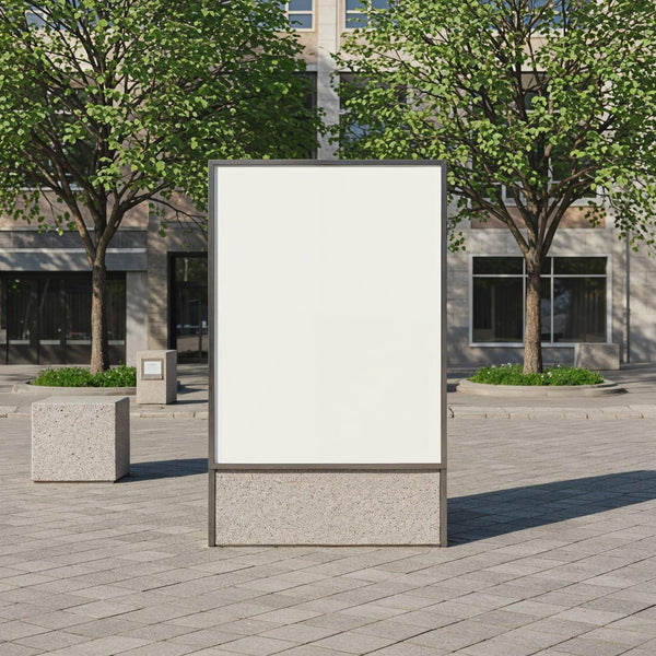 Empty Urban Billboard Surrounded by Trees and Concrete JPG Mockup Image