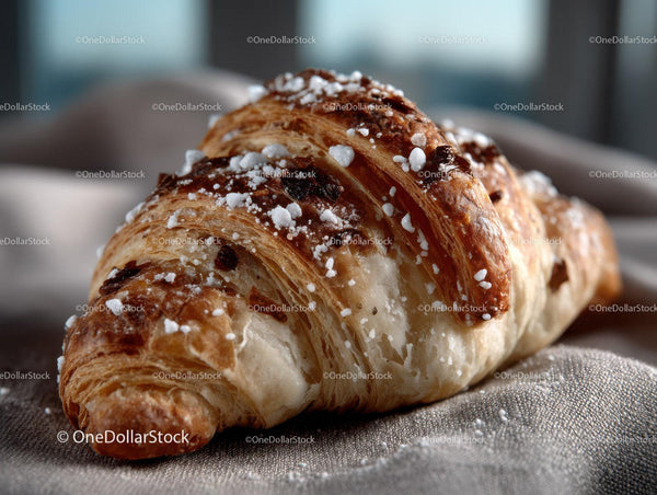 Pyszny Croissant Czekoladowy z Warstwami Ciasta i Słodką Posypką