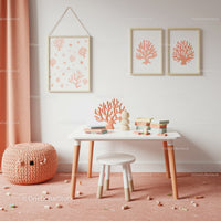 Coral Seaweed Wall Art and Decor in Soft Neutral Kids Room