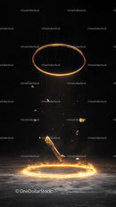 Magical Fiery Ring with Sparks and Glowing Particles