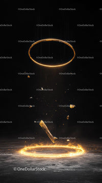 Magical Fiery Ring with Sparks and Glowing Particles
