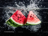 Refreshing Watermelon Slices Splashing into Water in Dynamic Scene