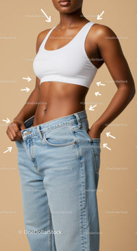 Stylish Woman in White Sports Bra and Light Blue Jeans for Fitness Fashion