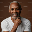 Smiling Elderly Man with Gray Hair and Warm Expression