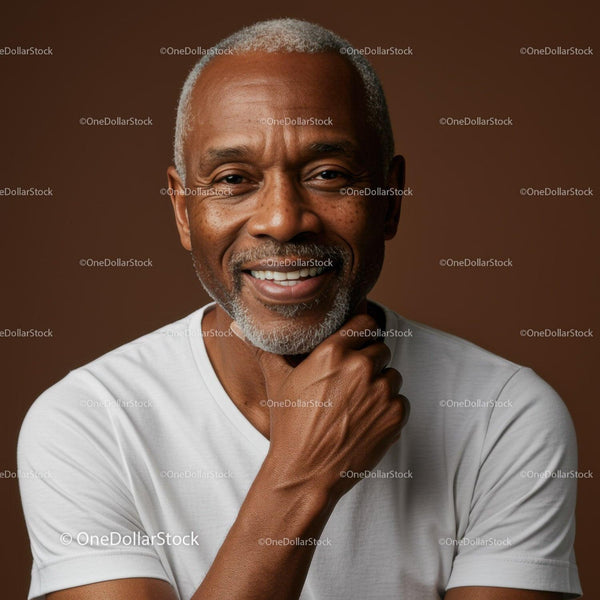 Smiling Elderly Man with Gray Hair and Warm Expression