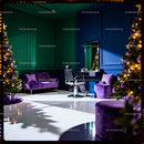 Modern salon interior with festive Christmas decorations