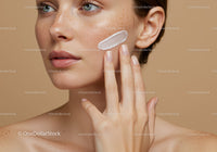 Close-up of Woman Applying Face Cream for Healthy Glowing Skin
