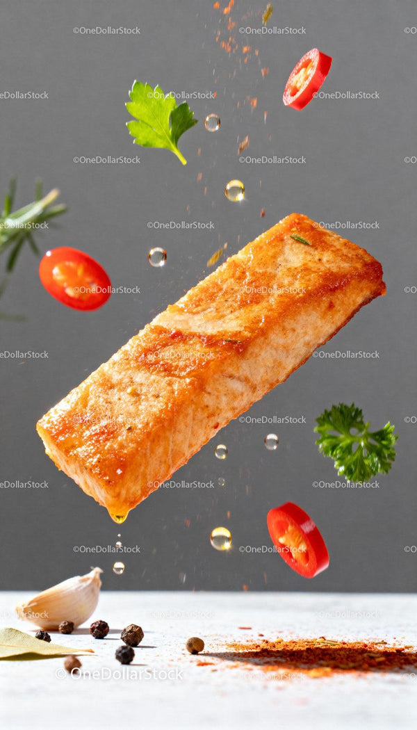 Pan-seared salmon with fresh herbs and spices