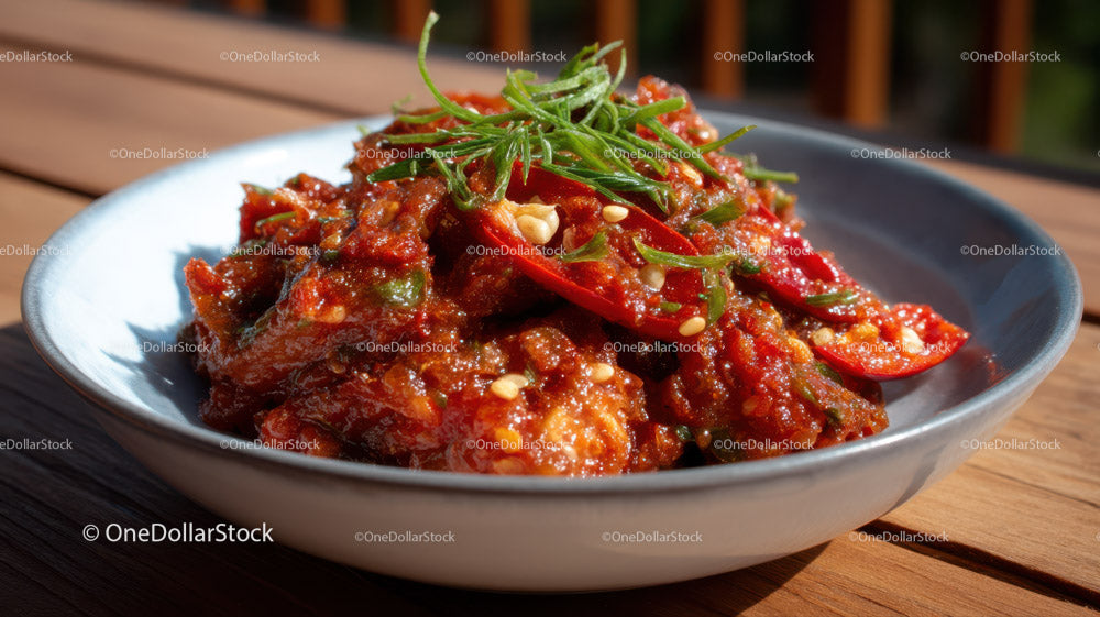 Spicy Asian Dish with Red Peppers and Green Onions