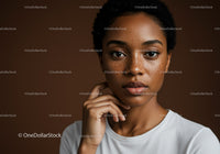 Portrait of a Confident Young African Woman with Freckles and Short Curly Hair